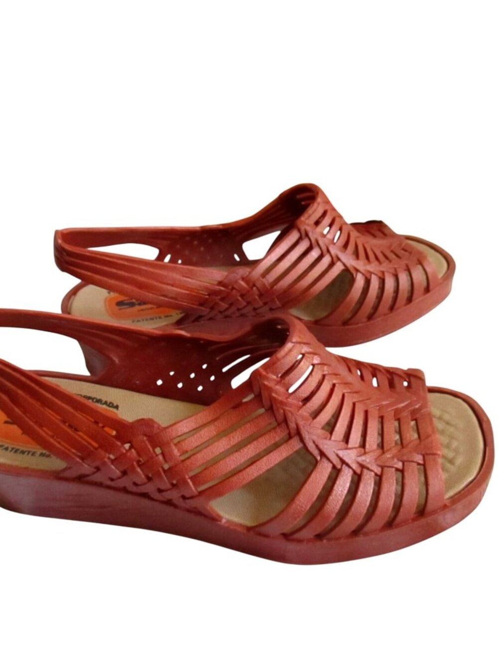 Vintage Womens Sandals 5 US 22 mexico Sandak Molded Rubber Brown Isabel NOS